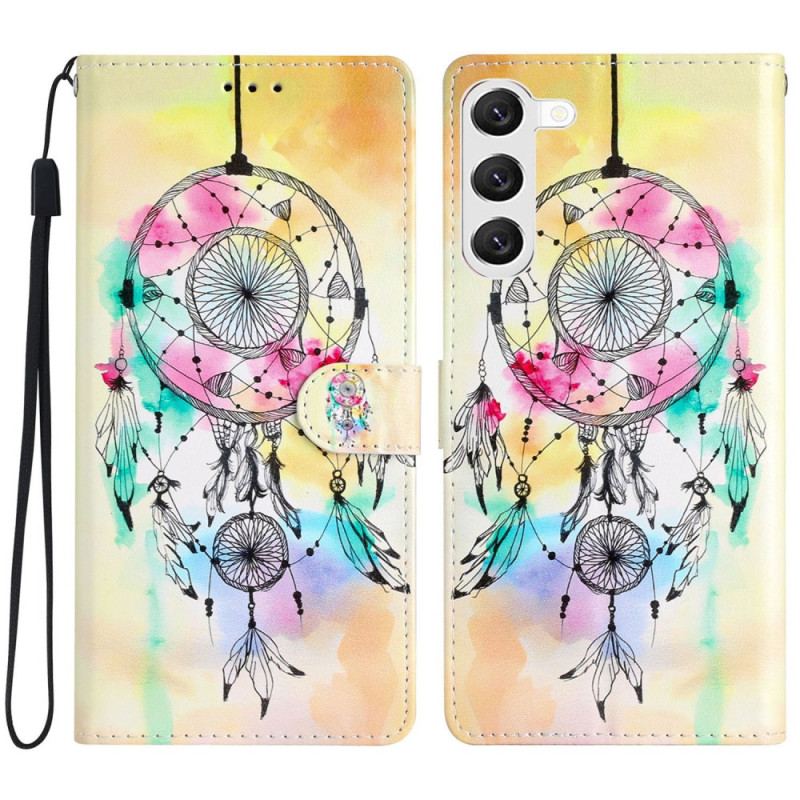 Housse Samsung Galaxy S24 Plus 5G Attrape Rêves Aquarelle à Lanière