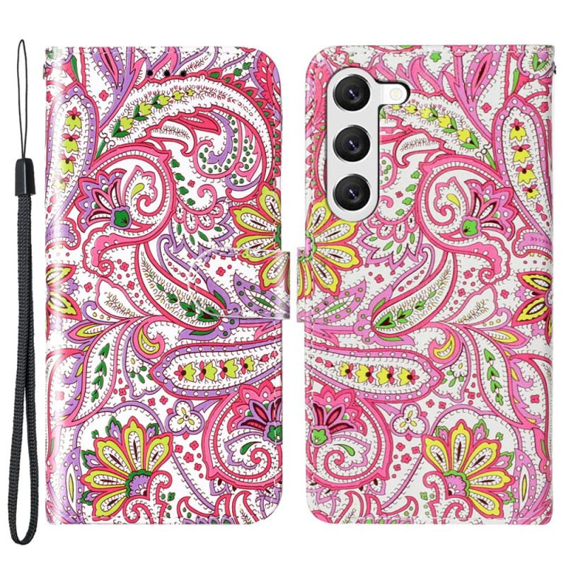 Housse Samsung Galaxy S24 Plus 5G Design Floral à Lanière