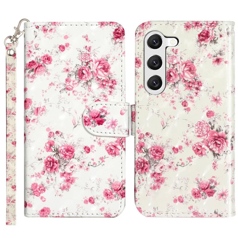 Housse Samsung Galaxy S24 Plus 5G Fleurs Liberty à Lanière