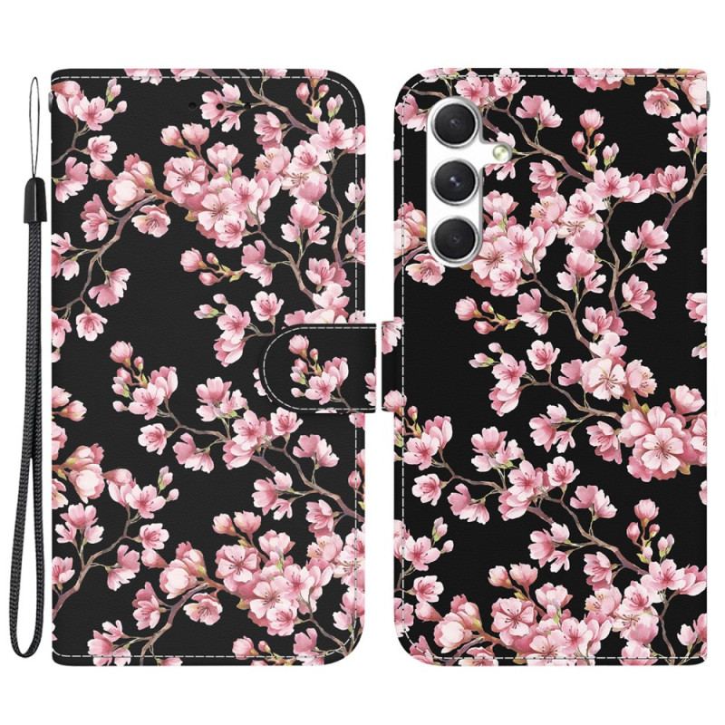 Housse Samsung Galaxy S24 Plus 5G Fleurs de Prunier à Lanière