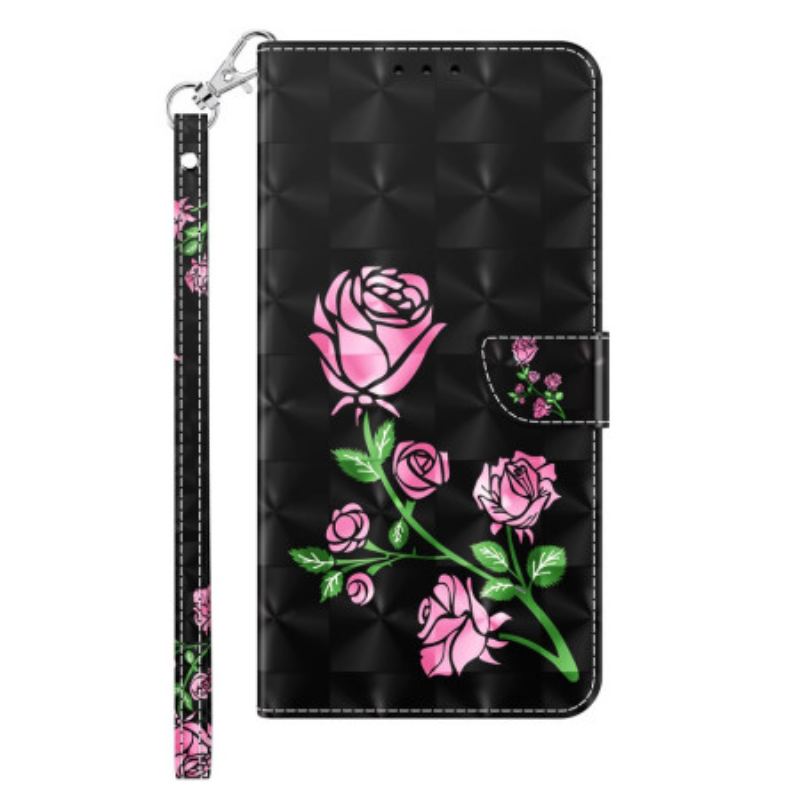 Housse Samsung Galaxy S24 Plus 5G Fleurs Roses à Lanière