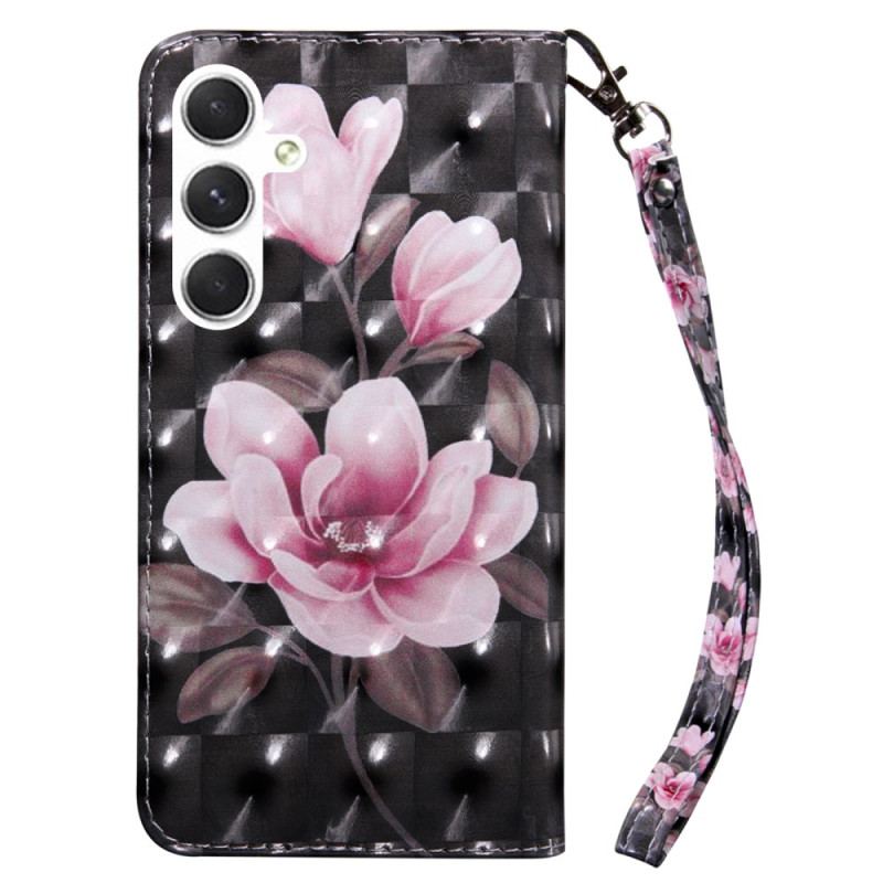 Housse Samsung Galaxy S24 Plus 5G Fleurs Roses à Lanière