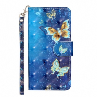 Housse Samsung Galaxy S24 Plus 5G Motif de Papillons Bleus Dorés