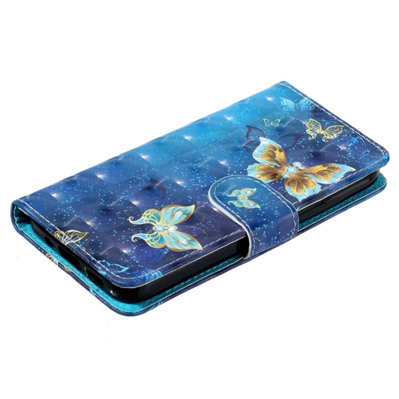 Housse Samsung Galaxy S24 Plus 5G Motif de Papillons Bleus Dorés