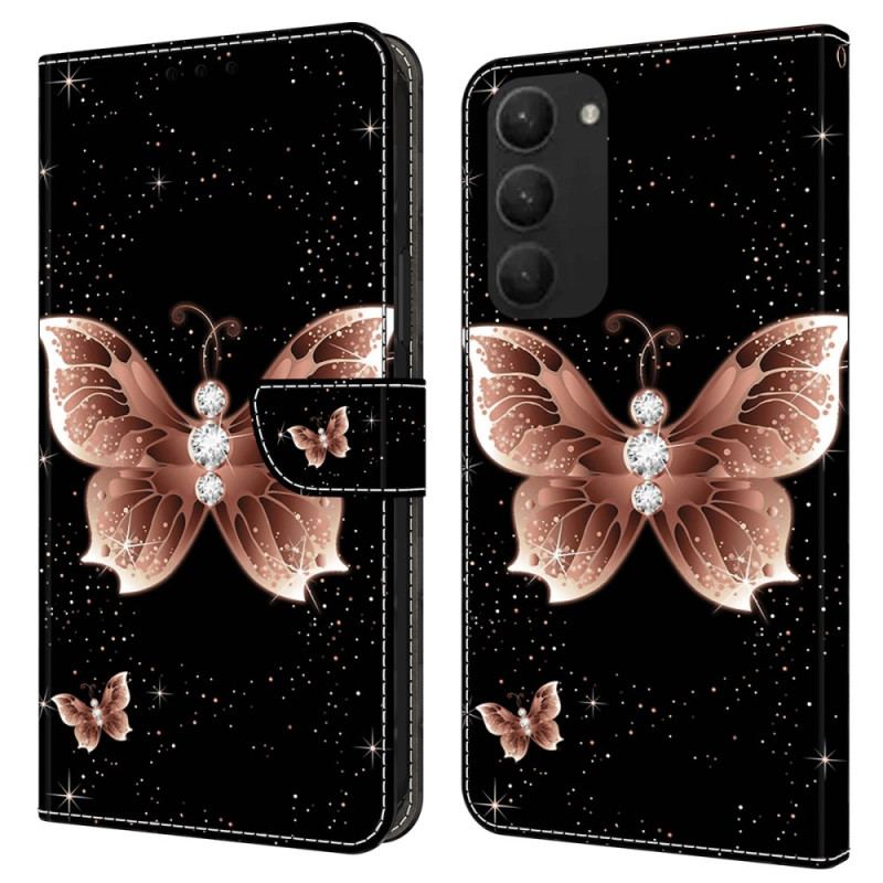 Housse Samsung Galaxy S24 Plus 5G Papillon Diamants Roses