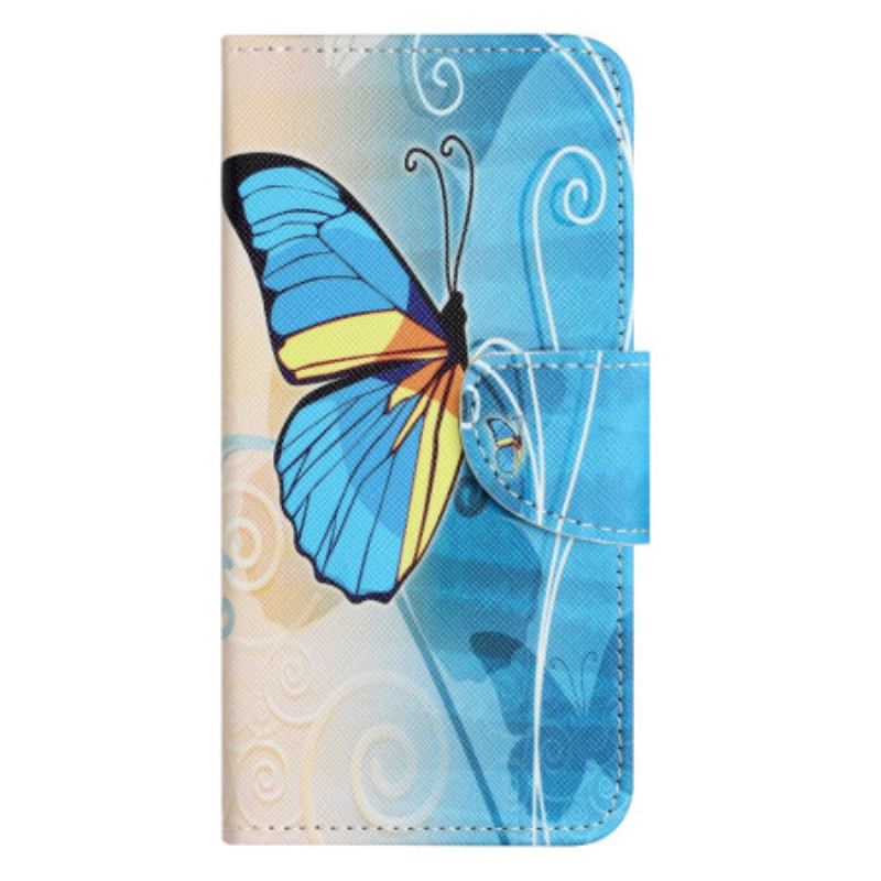 Housse Samsung Galaxy S24 Plus 5G Papillon Jaune et Bleu