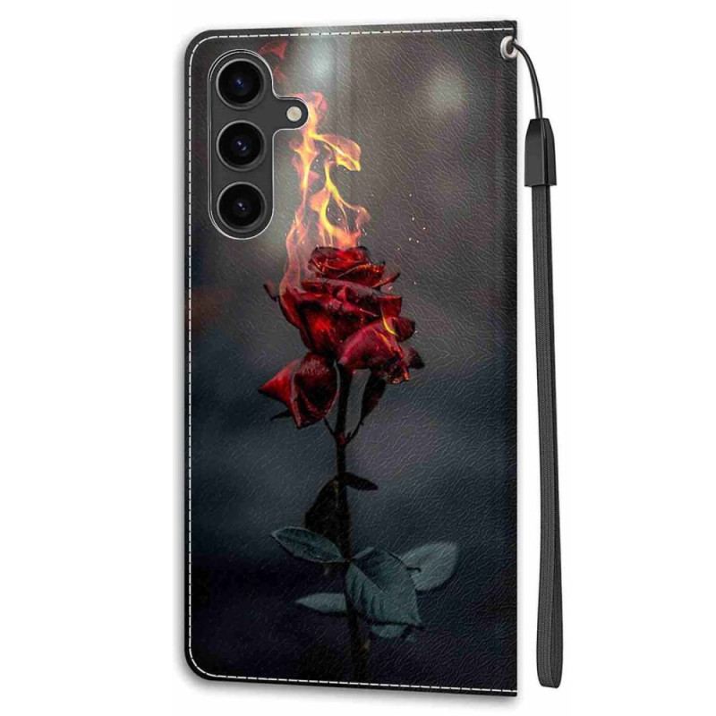 Housse Samsung Galaxy S24 Plus 5G Rose Feu à Lanière