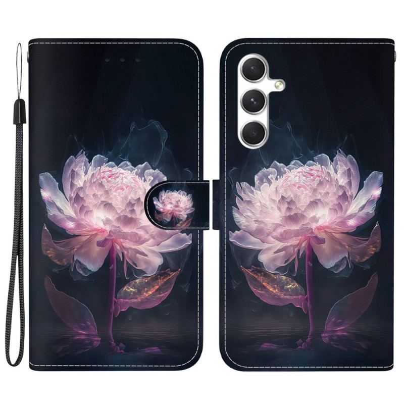 Housse Samsung Galaxy S24 Plus Pivoine Pourpre à Lanière