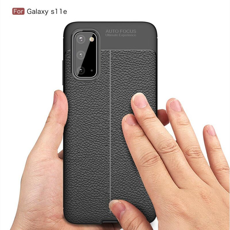 Coque Samsung Galaxy S20 Effet Cuir Litchi Double Line