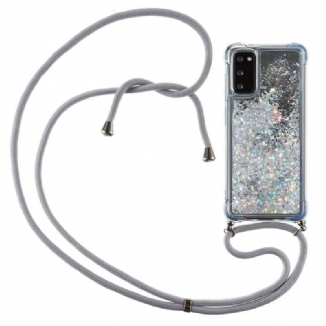 Coque Samsung Galaxy S20 Paillettes avec Cordon