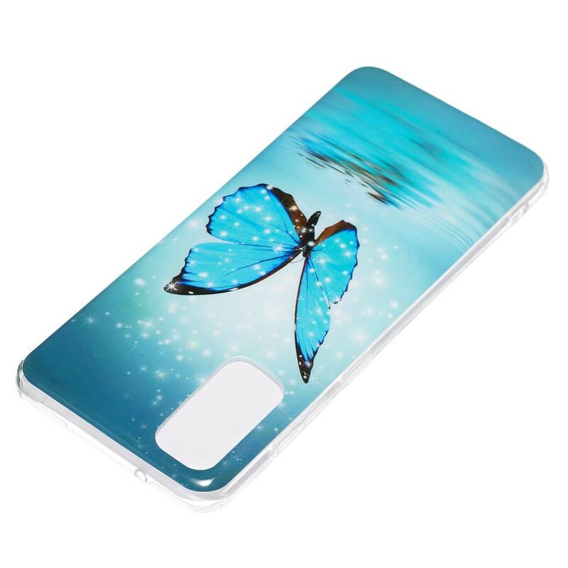 Coque Samsung Galaxy S20 Papillon Bleu Fluorescente