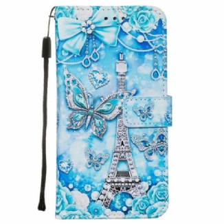 Housse Samsung Galaxy S20 Tour Eiffel Papillons à Lanière