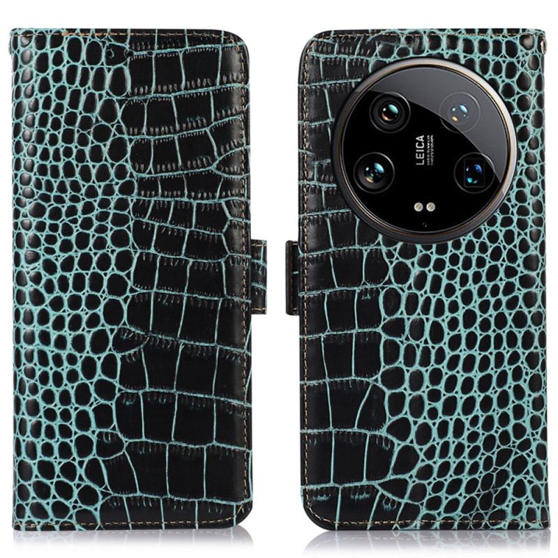 Housse Xiaomi 14 Ultra Texture Crocodile Blocage RFID