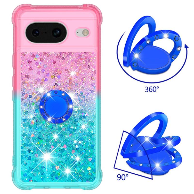 Coque Google Pixel 8 Paillettes Anneau-Support