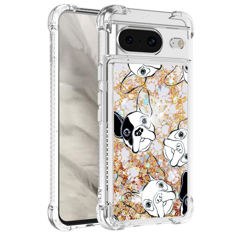 Coque Google Pixel 8 Paillettes Mr Chien