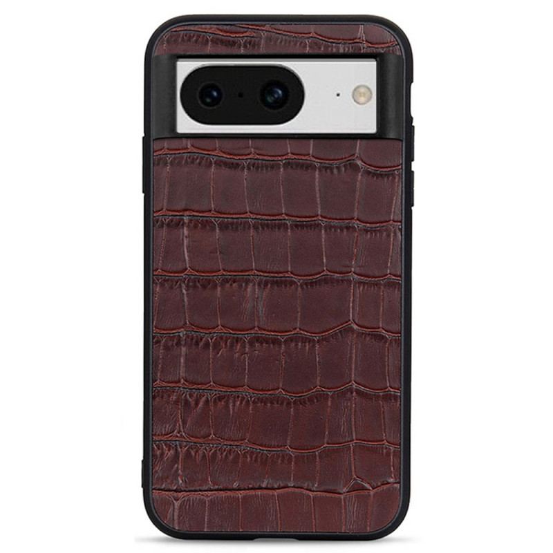 Coque Google Pixel 8 Véritable Cuir Style Crocodile