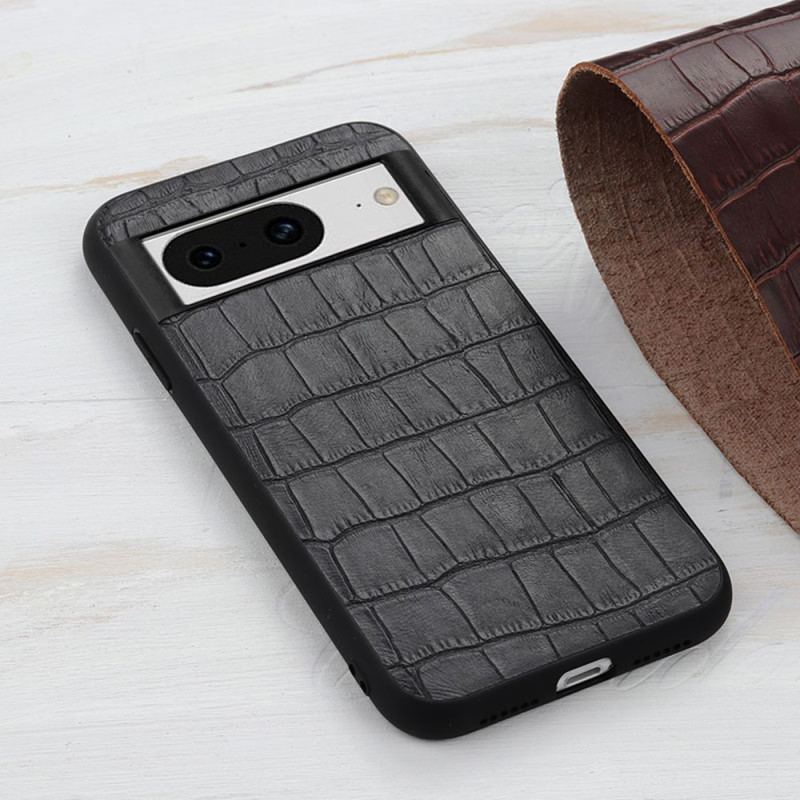 Coque Google Pixel 8 Véritable Cuir Style Crocodile