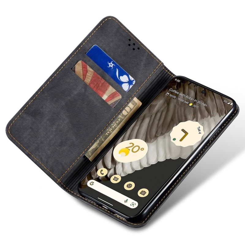 Flip Cover Google Pixel 8 Tissu Jeans