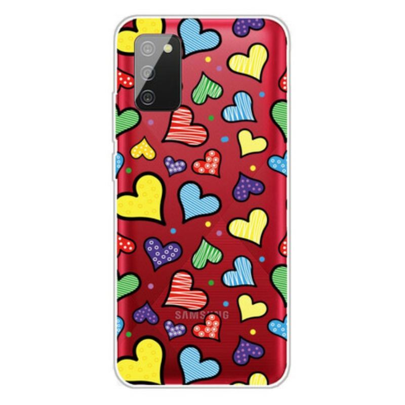 Coque Samsung Galaxy A02s Coeurs Multicolores