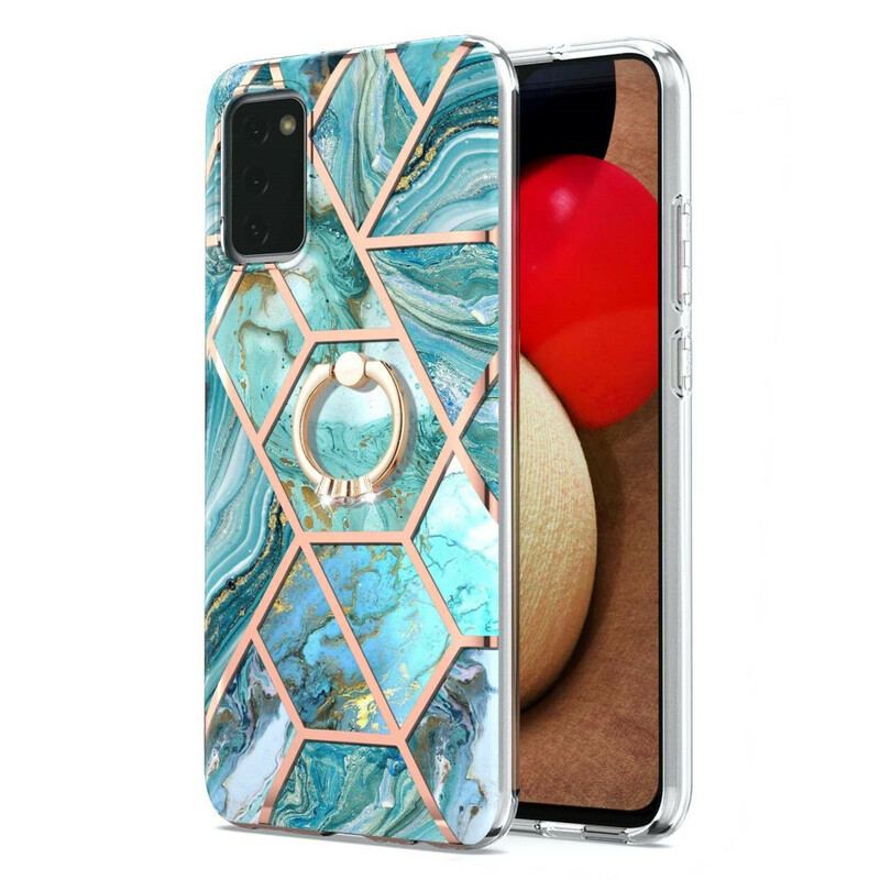 Coque Samsung Galaxy A02s Marbre Géométrique avec Anneau-Support