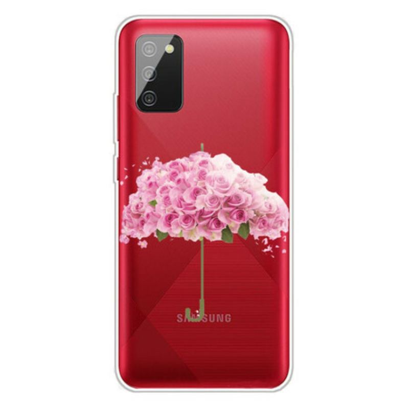 Coque Samsung Galaxy A02s Parapluie en Roses