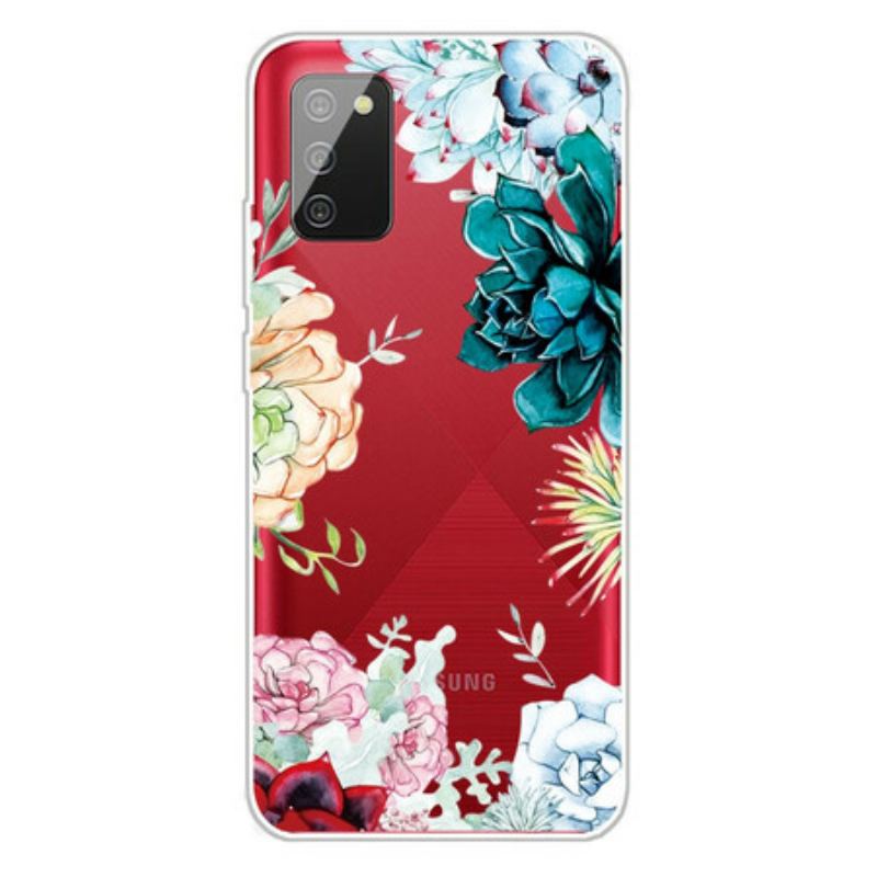 Coque Samsung Galaxy A02s Transparente Fleurs Aquarelle