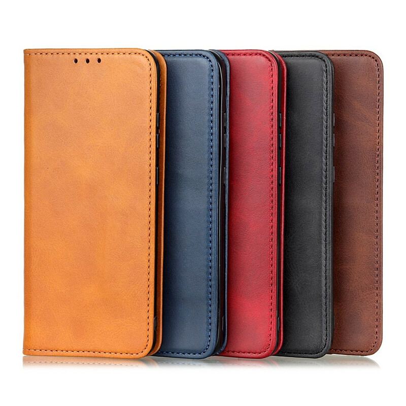 Flip Cover Samsung Galaxy A02s Cuir Fendu Élégance