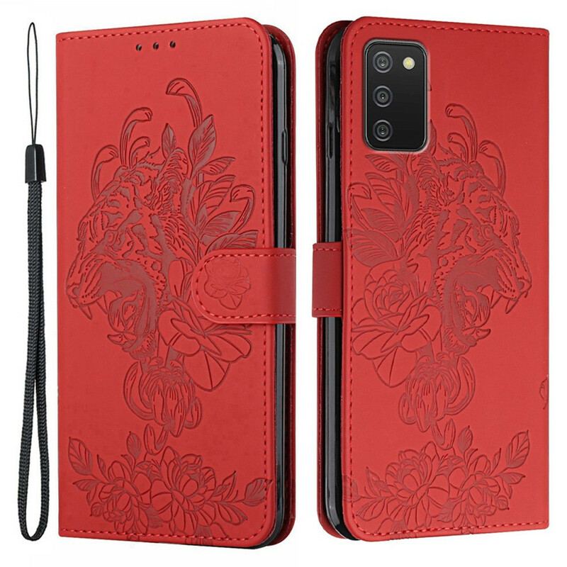 Housse Samsung Galaxy A02s Tigre Baroque à Lanière