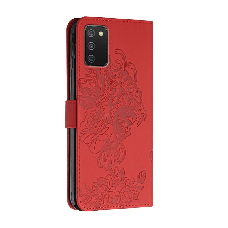 Housse Samsung Galaxy A02s Tigre Baroque à Lanière