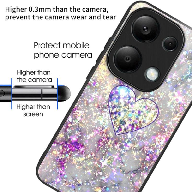 Coque Xiaomi Redmi Note 13 Pro 4G / Poco M6 Pro 4G Verre Trempé Coeur Paillettes