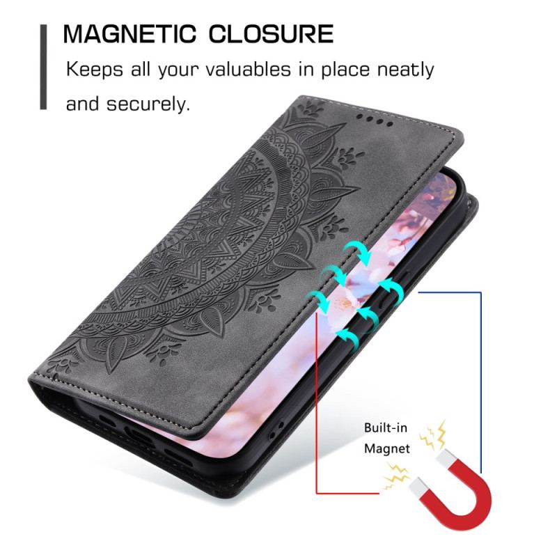 Flip Cover Xiaomi Redmi Note 13 Pro 4G / Poco M6 Pro 4G Effet Daim Mandala