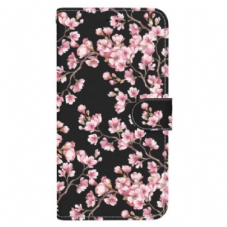 Housse Pour Xiaomi Redmi Note 13 Pro 4G / Poco M6 Pro 4G Fleurs de Prunier à Lanière