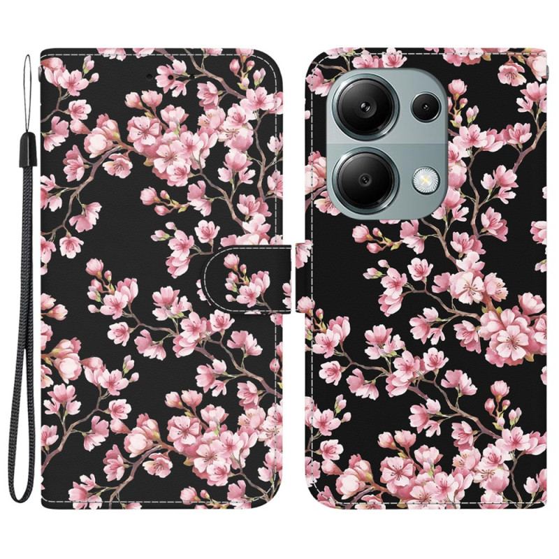 Housse Pour Xiaomi Redmi Note 13 Pro 4G / Poco M6 Pro 4G Fleurs de Prunier à Lanière