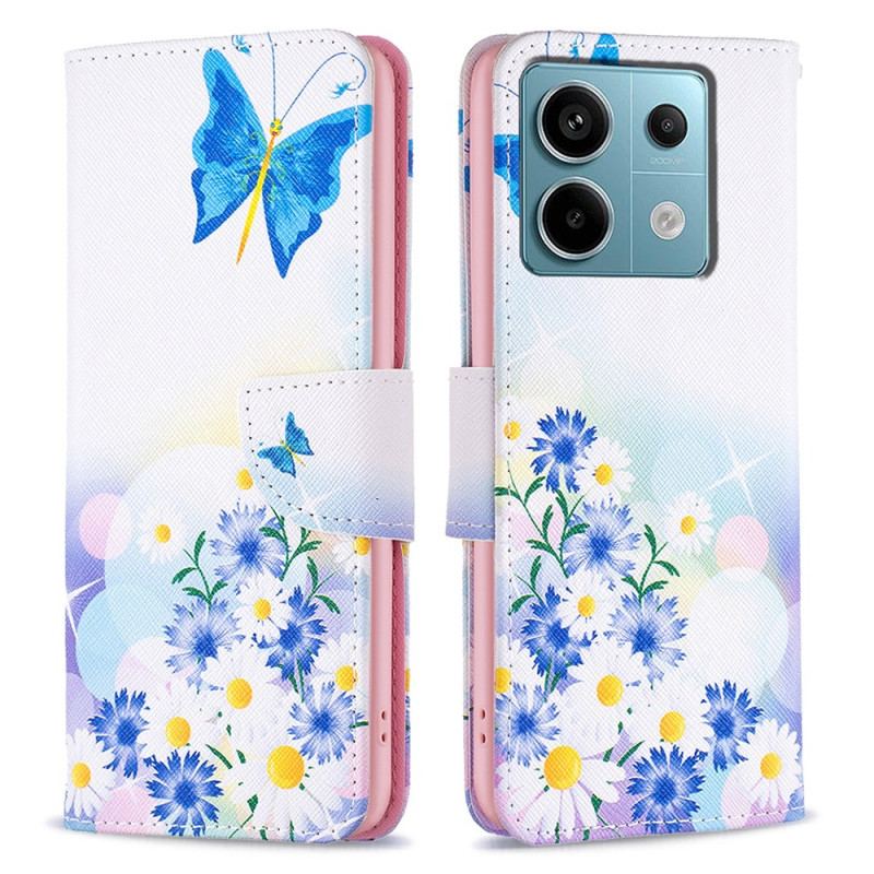 Housse Xiaomi Redmi Note 13 Pro 4G / Poco M6 Pro 4G Papillon et Fleurs Aquarelle