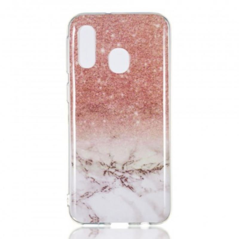 Coque Samsung Galaxy A40 Marbre Paillettes