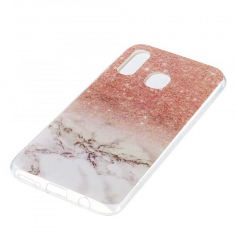 Coque Samsung Galaxy A40 Marbre Paillettes