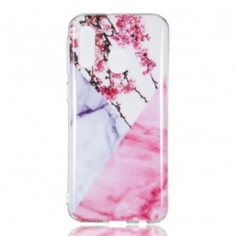 Coque Samsung Galaxy A40 Marbrée Fleurs de Prunier