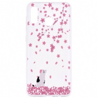 Coque Samsung Galaxy A40 Pétales et Chat