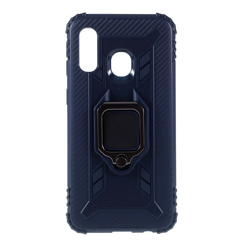 Coque Samsung Galaxy A40 Ring et Fibre Carbone