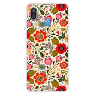 Coque Samsung Galaxy A40 Tapisserie Fleurie