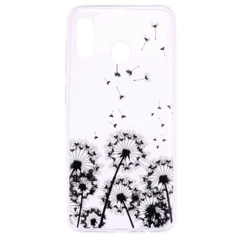 Coque Samsung Galaxy A40 Transparente Pissenlits Noirs