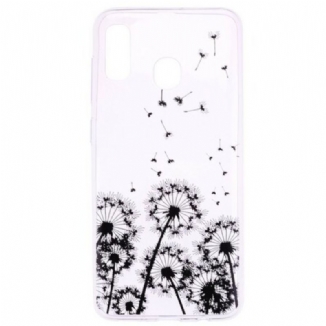 Coque Samsung Galaxy A40 Transparente Pissenlits Noirs