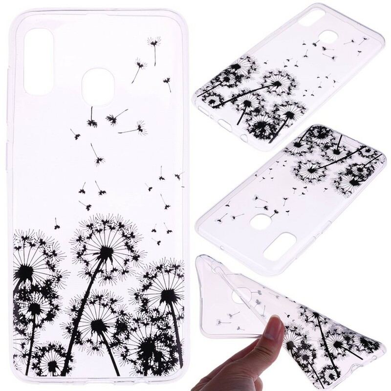 Coque Samsung Galaxy A40 Transparente Pissenlits Noirs