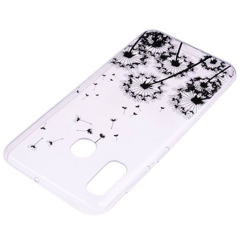 Coque Samsung Galaxy A40 Transparente Pissenlits Noirs