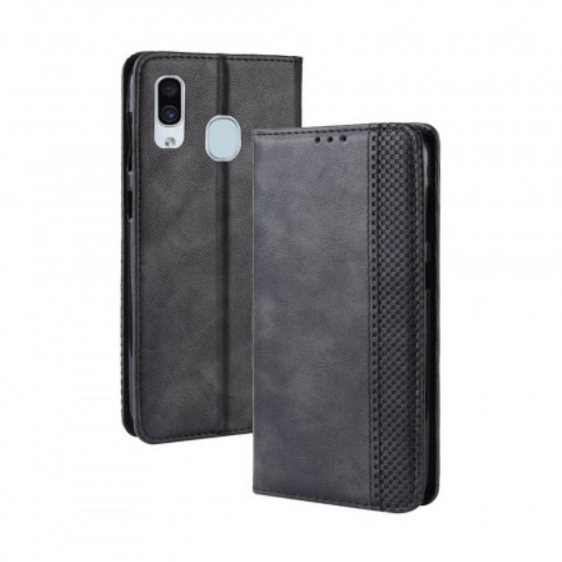 Flip Cover Samsung Galaxy A40 Effet Cuir Vintage Stylisé