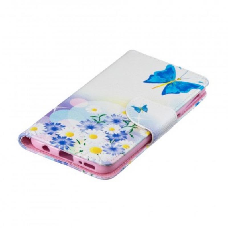 Housse Samsung Galaxy A40 Papillons et Fleurs Peint