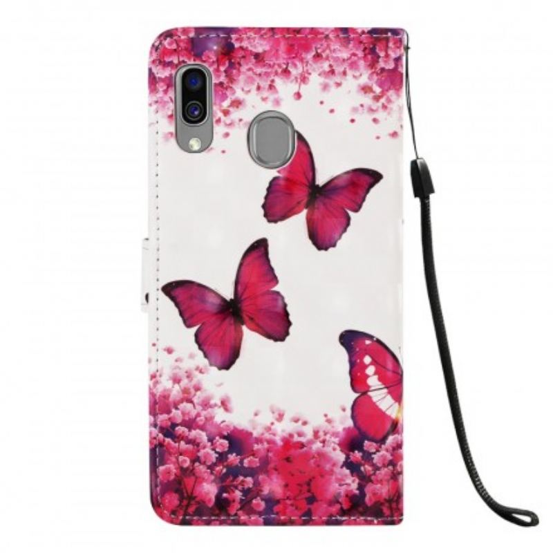 Housse Samsung Galaxy A40 Papillons Rouges