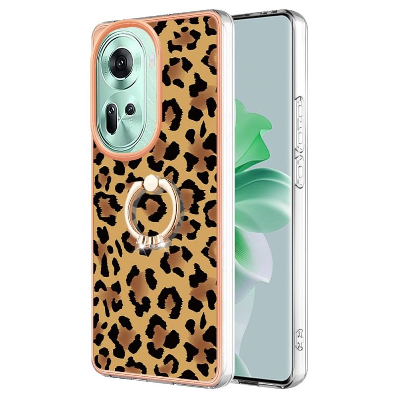 Coque Oppo Reno 11 5G Anneau-Support Imprimé Léopard