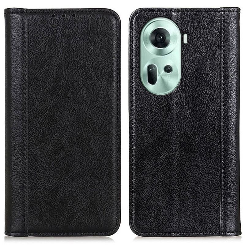 Flip Cover Oppo Reno 11 5G Cuir Fendu Texture Litchi