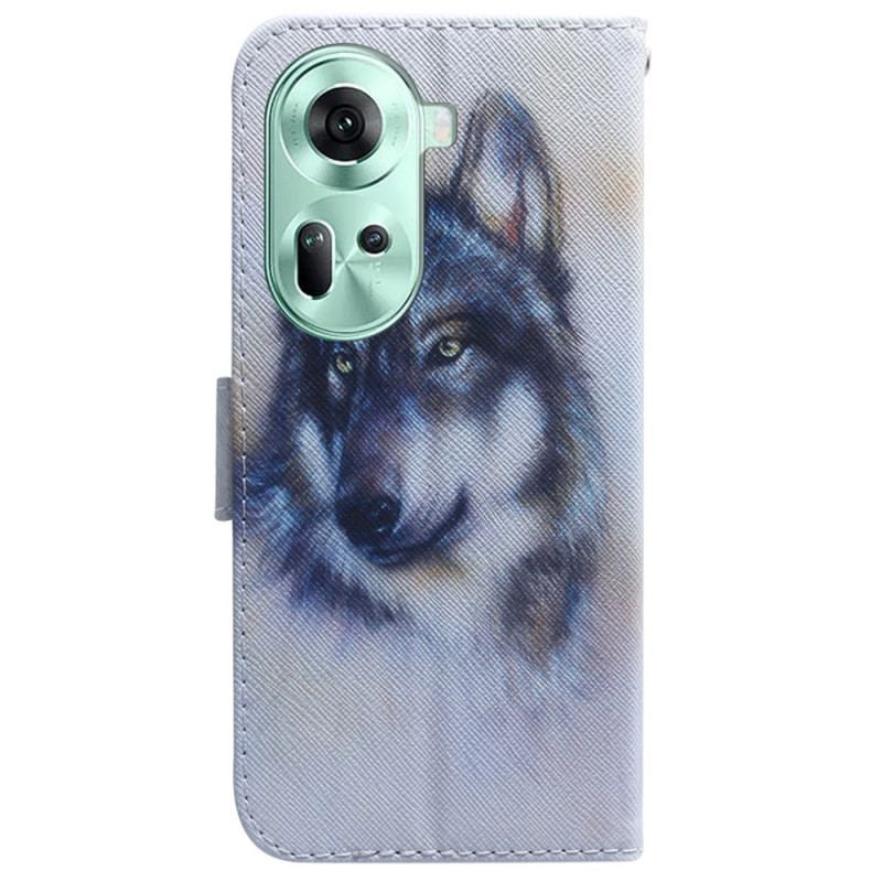 Housse Oppo Reno 11 5G Loup Aquarelle